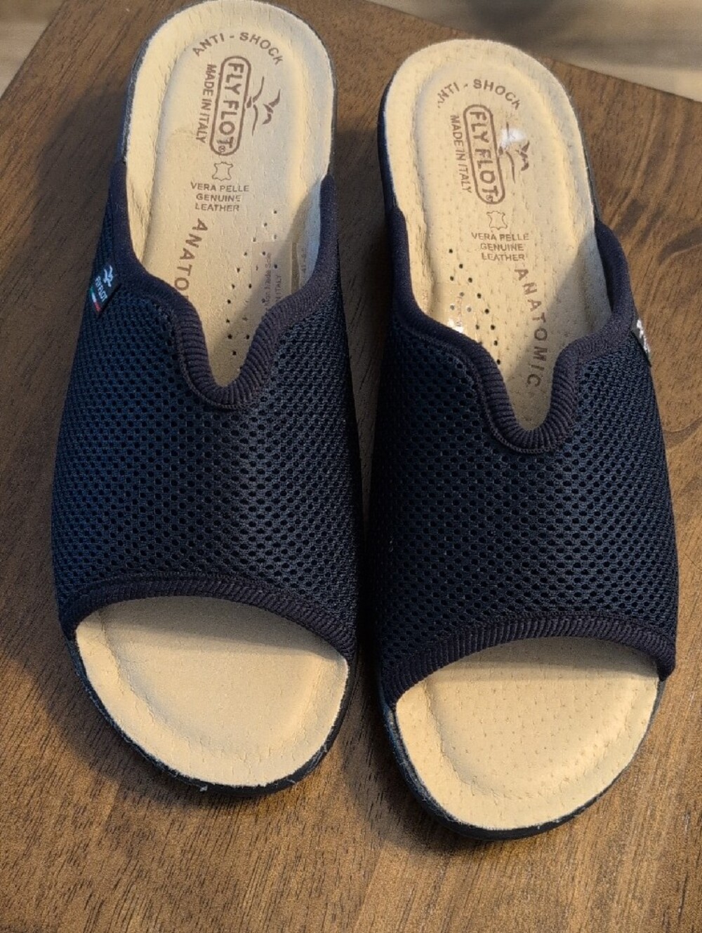 Women's Open-Toe Comfort Slide Sandals Fly Flot Made In Italy Vera Pelle Brand - Picture 2 of 8